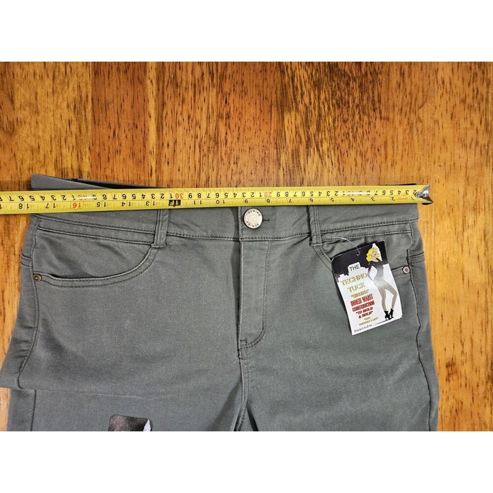 NWT Rewind The Techno Tuck Mid Rise Skinny Pants Jeans Olive Green 17 33W Plus - Picture 4 of 10